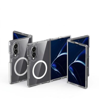 Skaidrus dėklas Samsung Galaxy Z Fold 8 Tech-Protect FlexAir Hybrid Magsafe su reguliuojamo pločio atvartais