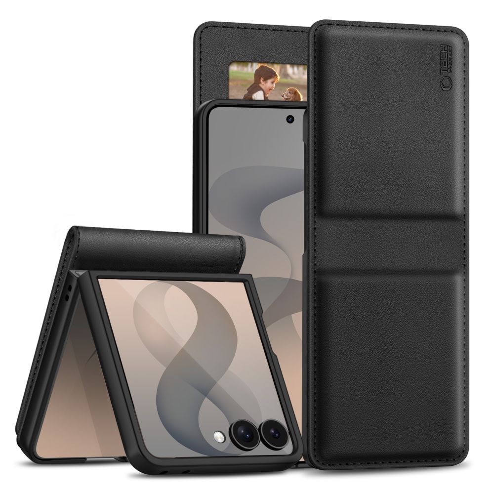 Juodas atverčiamas dėklas Samsung Galaxy Z Flip 8 "Tech-Protect Wallet" Juodas atverčiamas dėklas Samsung Galaxy Z Flip 8 "Tech-Protect Wallet" - Image 1