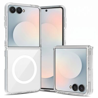 skaidrus deklas samsung galaxy z flip 8 tech-protect flexair hybrid magsafe mobiliojo telefono apsaugai