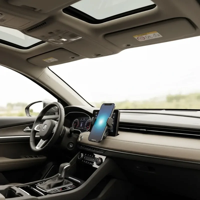 Patogus Magsafe laikiklis pritvirtintas automobilyje ant prietaisų skydelio