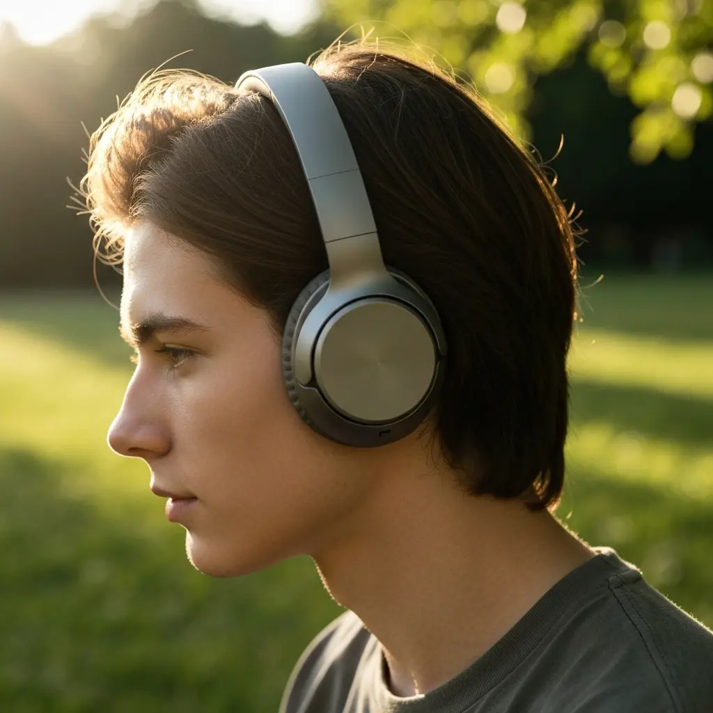 Bluetooth ausinės dėvimos sukuriant aukštos kokybės garsą ir komfortą