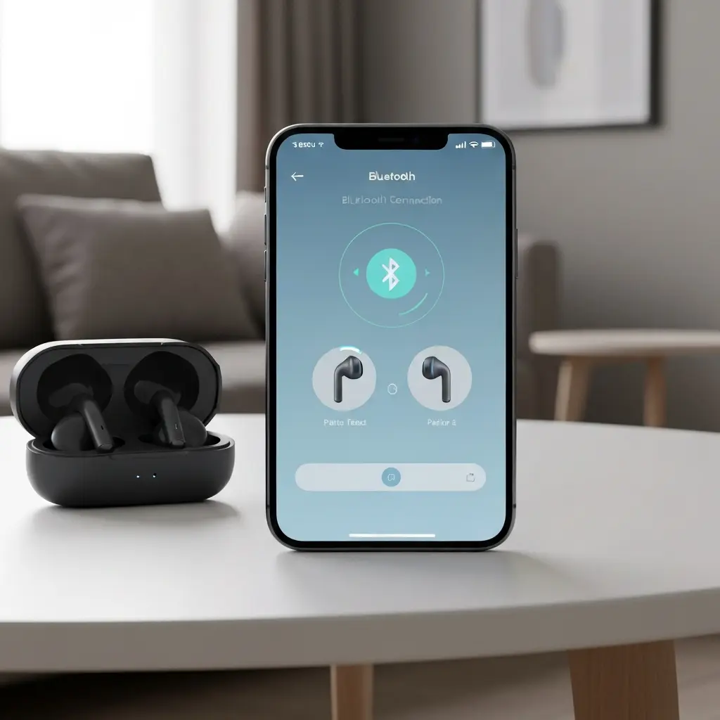 Bluetooth ryšio užtikrinimas per išmanųjį telefoną su ausinėmis