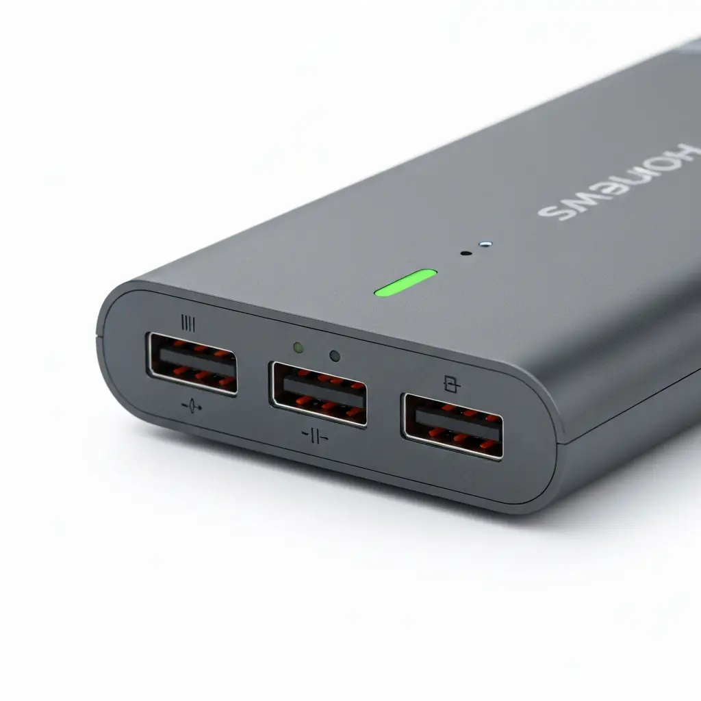 Išmanusis power bank su LED indikatoriumi ir keliais prievadais