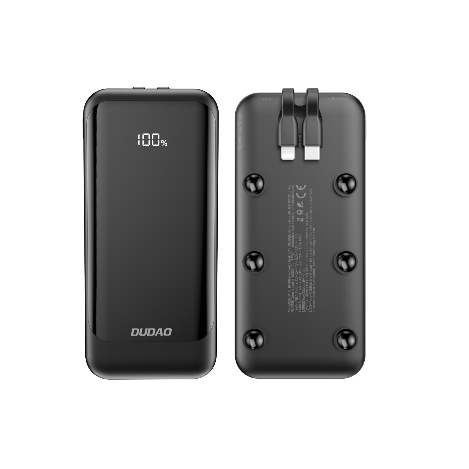 juoda-isorine-baterija-power-bank-dudao-k15-22-5w-10000mah Juoda išorinė baterija Power Bank Dudao K15 22.5W 10000mAh