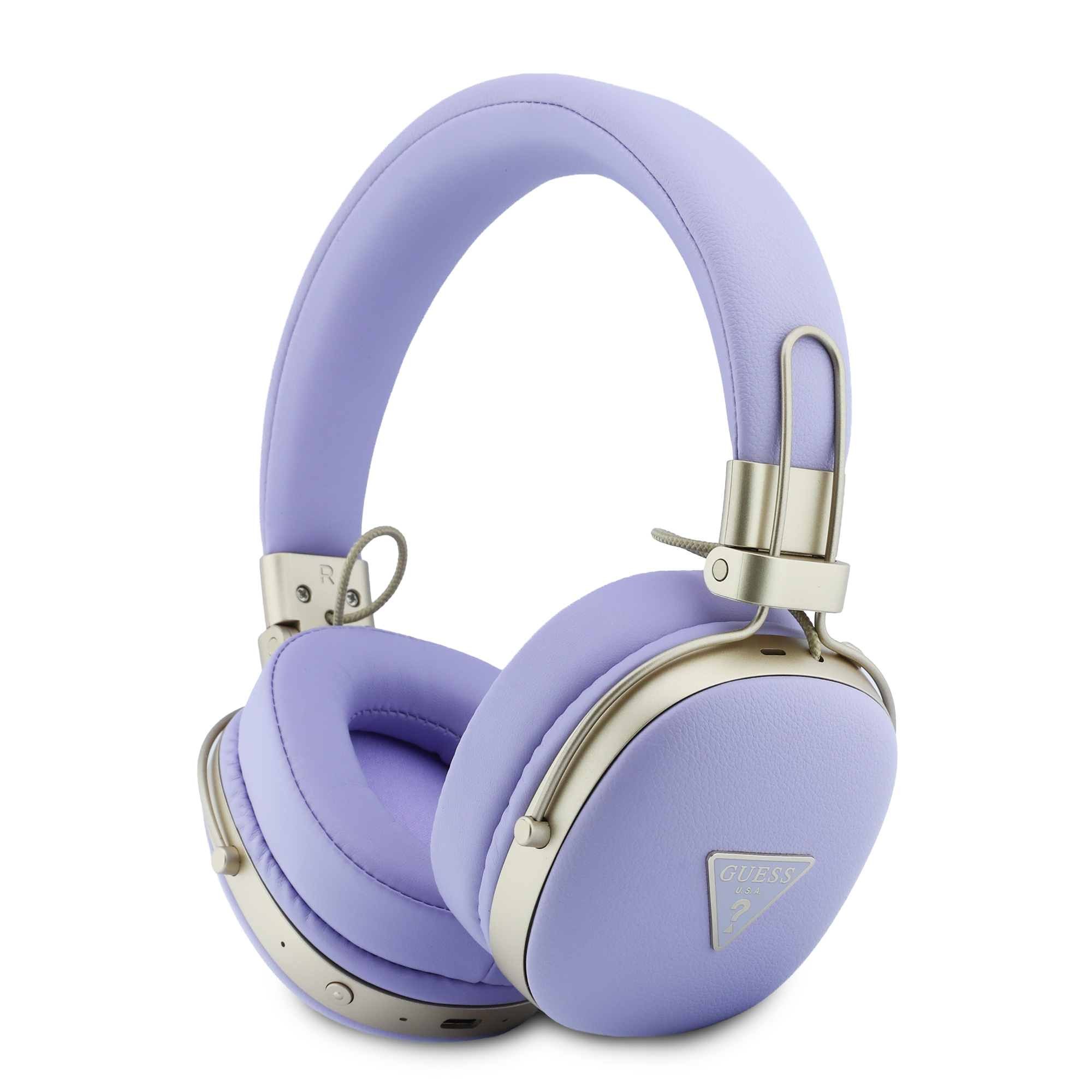 Purpurinės belaidės ausinės "Guess PU Grained Triangle Gold Metal Logo ENC Wireless Headphone" Purpurinės belaidės ausinės "Guess PU Grained Triangle Gold Metal Logo ENC Wireless Headphone" - Image 1
