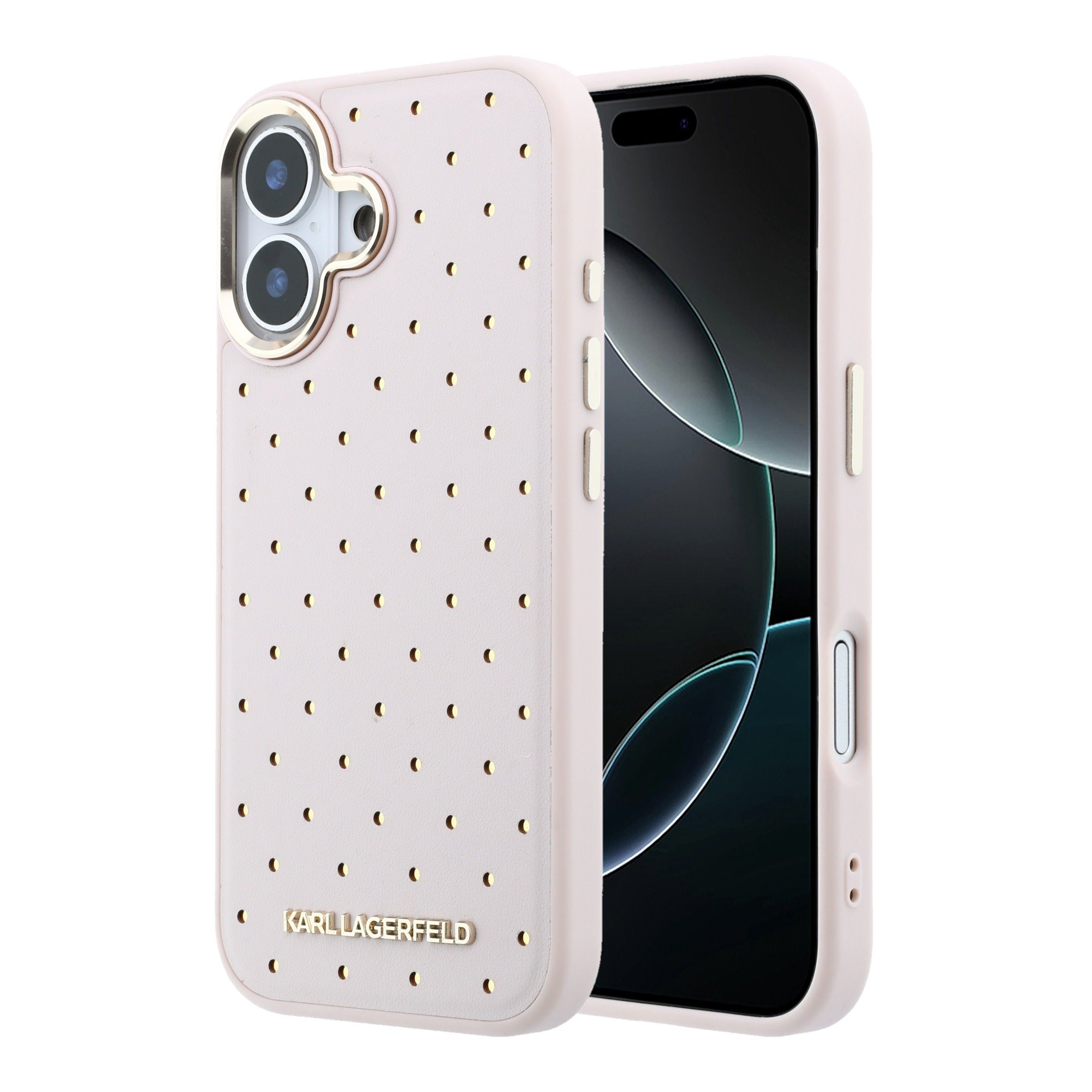 Rausvas originalus dėklas Karl Lagerfeld PU Perforated Gold Dots MagSafe telefonui Apple Iphone 17 Rausvas originalus dėklas Karl Lagerfeld PU Perforated Gold Dots MagSafe telefonui Apple Iphone 17 - Image 1