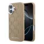 Beige originalus dėklas Karl Lagerfeld PU Perforated Monogram MagSafe telefonui Apple Iphone 17