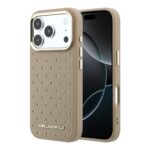 Beige originalus dėklas Karl Lagerfeld PU Perforated Gold Dots MagSafe telefonui Apple Iphone 17 Pro