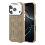 Beige originalus dėklas Karl Lagerfeld PU Perforated Monogram MagSafe telefonui Apple Iphone 17 Pro Max