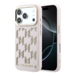 Rausvas originalus dėklas Karl Lagerfeld PU Perforated Monogram MagSafe telefonui Apple Iphone 17 Pro Max