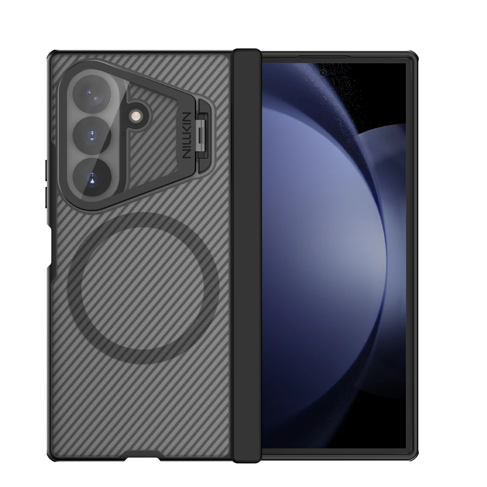 Skaidrus-juodas dėklas Nillkin CamShield Prop Magnetic telefonui Samsung Galaxy Z Fold 8 Ultra Skaidrus-juodas dėklas Nillkin CamShield Prop Magnetic telefonui Samsung Galaxy Z Fold 8 Ultra - Image 1