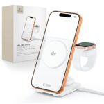 Baltas belaidis pakrovėjas "TECH-PROTECT A56 3IN1 MAGNETIC MAGSAFE WIRELESS CHARGER 25W QI2.2"