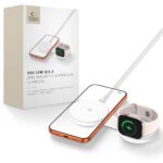 Baltas belaidis pakrovėjas "TECH-PROTECT A55 2IN1 MAGNETIC MAGSAFE WIRELESS CHARGER 25W QI2.2"