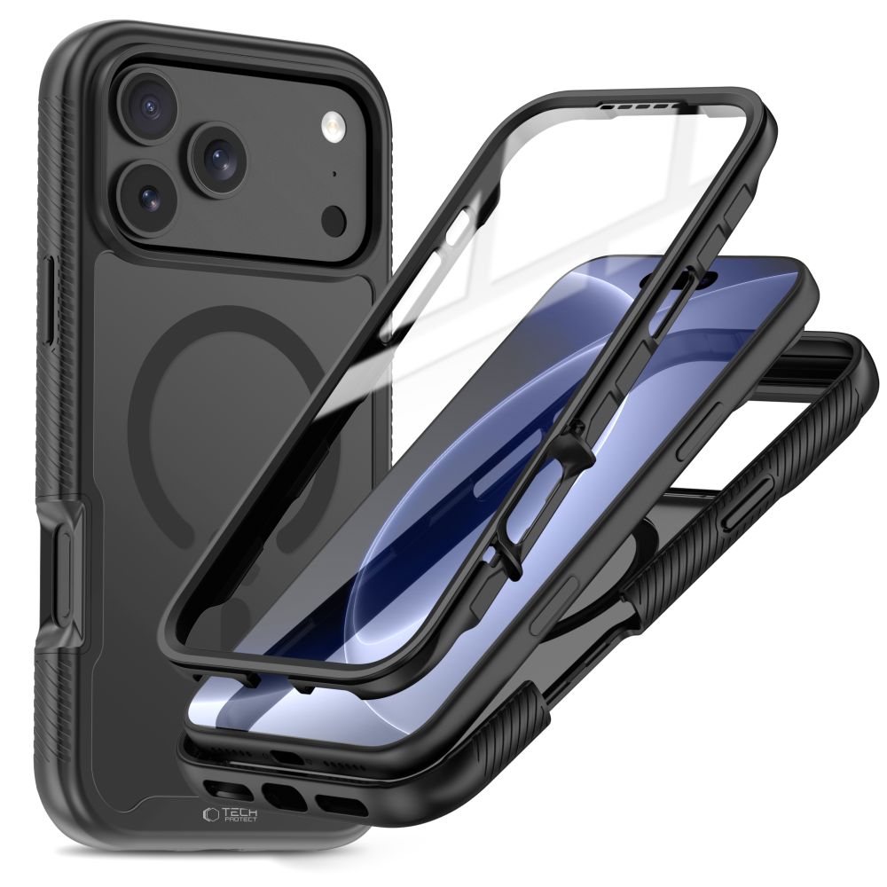 Juodas matinis dėklas Apple Iphone 17 Pro / 18 Pro "Tech-Protect Defense 360 Magsafe" Juodas matinis dėklas Iphone 17 Pro / 18 Pro