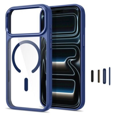 Tamsiai mėlynas-skaidrus dėklas Iphone 17 Pro / 18 Pro – nuotrauka 2