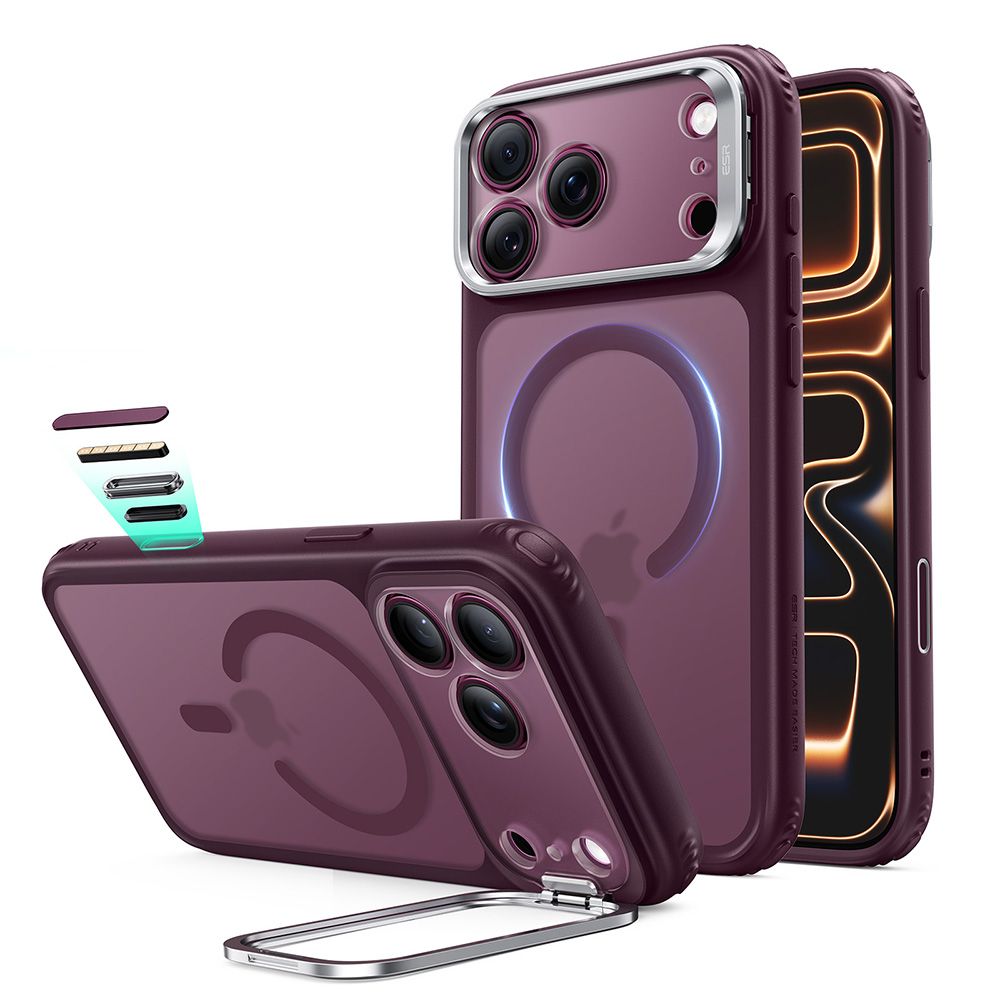 Tamsiai bordo dėklas Apple Iphone 17 Pro Max / 18 Pro Max "ESR CLASSIC HYBRID KICKSTAND MAGSAFE" Tamsiai bordo dėklas Iphone 17 Pro Max / 18 Pro Max