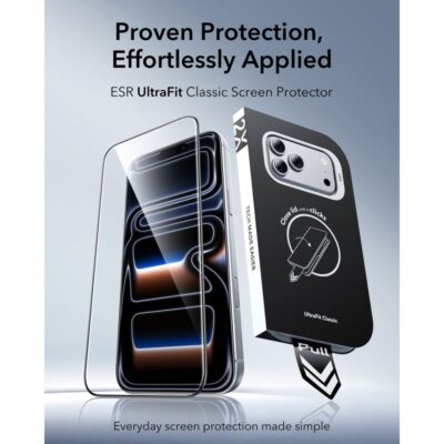 Juodas apsauginis ekrano stikliukas Iphone 17 Pro / 18 Pro – nuotrauka 2