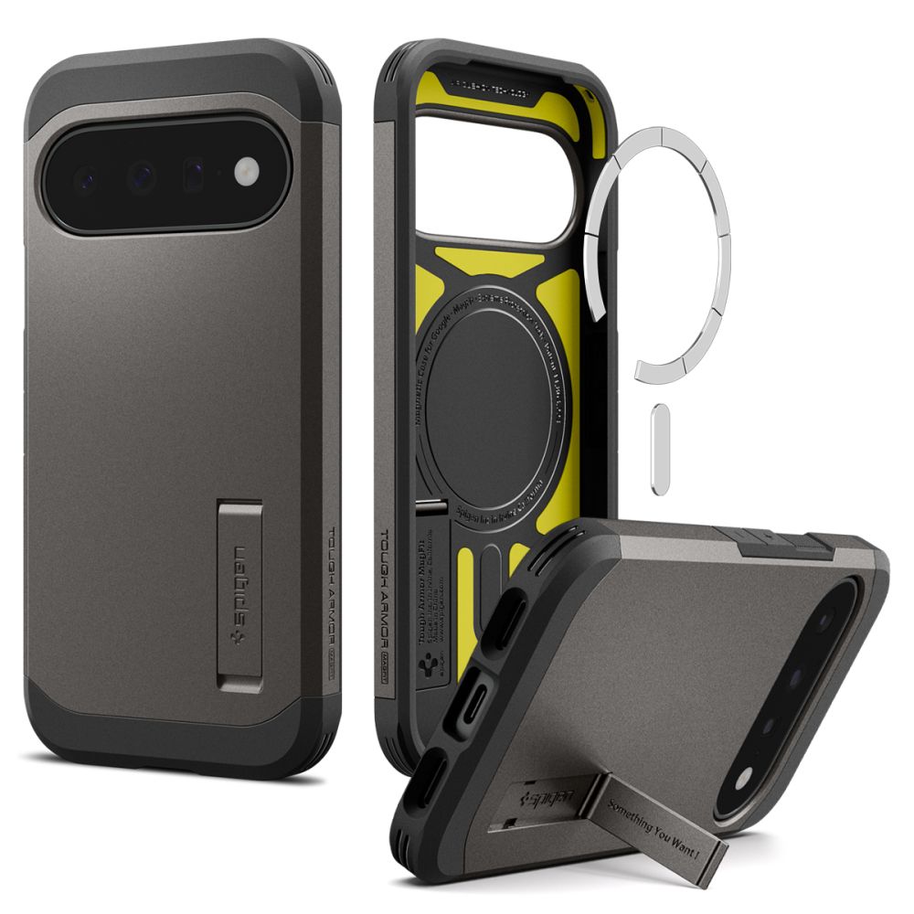 Pilkas dėklas Google Pixel 11 "Spigen Tough Armor Magsafe" Pilkas dėklas Google Pixel 11