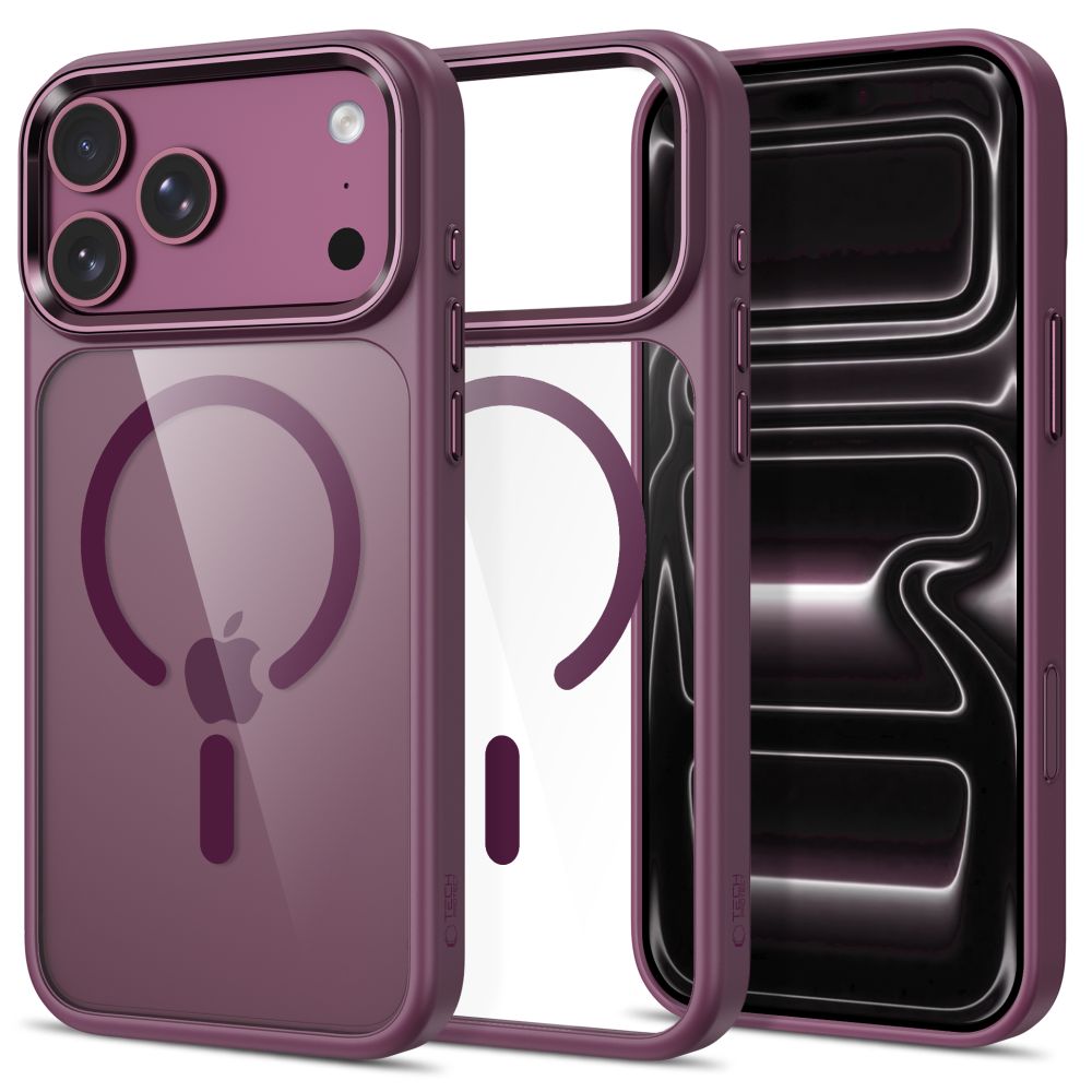 Skaidrus-vyšninis dėklas Apple Iphone 17 Pro / 18 Pro "Tech-Protect Magmat Magsafe CC" Skaidrus-vyšninis dėklas Iphone 17 Pro / 18 Pro