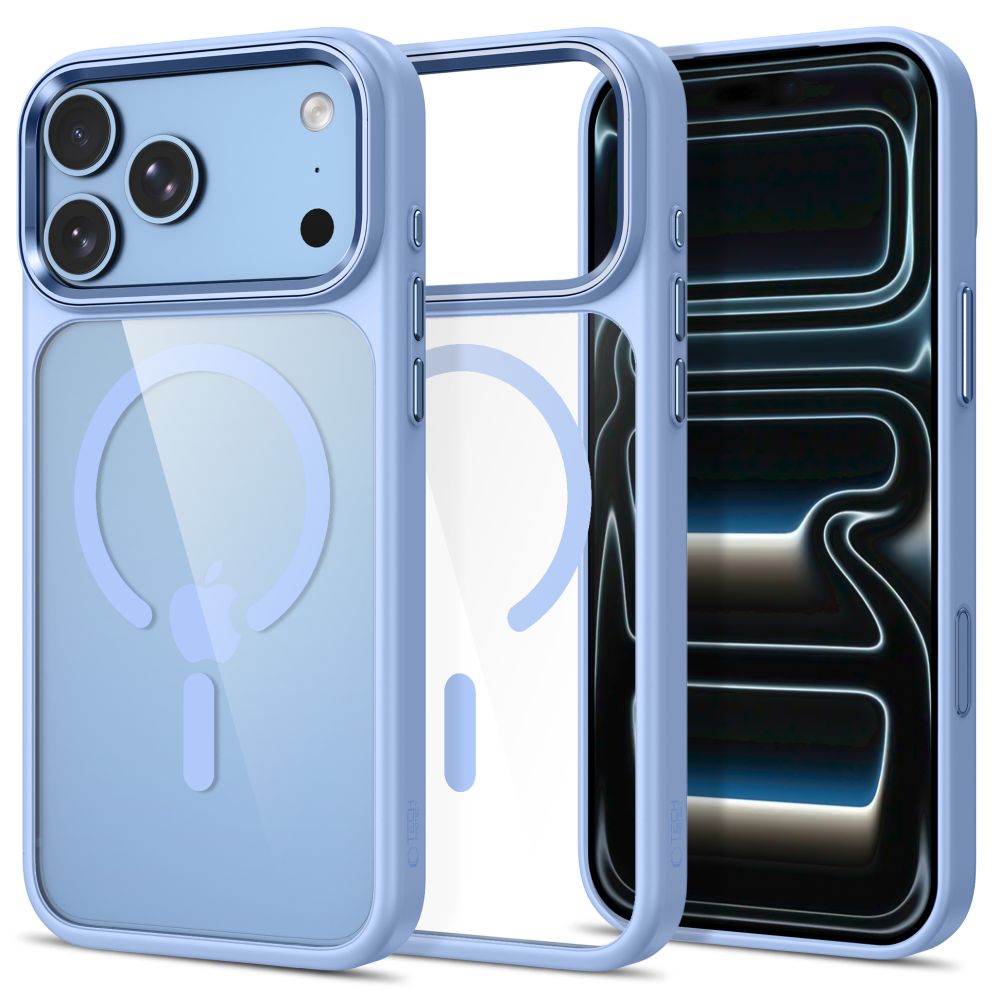 Šviesiai mėlynas-skaidrus dėklas Apple Iphone 17 Pro Max / 18 Pro Max "Tech-Protect Magmat Magsafe CC" Šviesiai mėlynas-skaidrus dėklas Iphone 17 Pro Max / 18 Pro Max