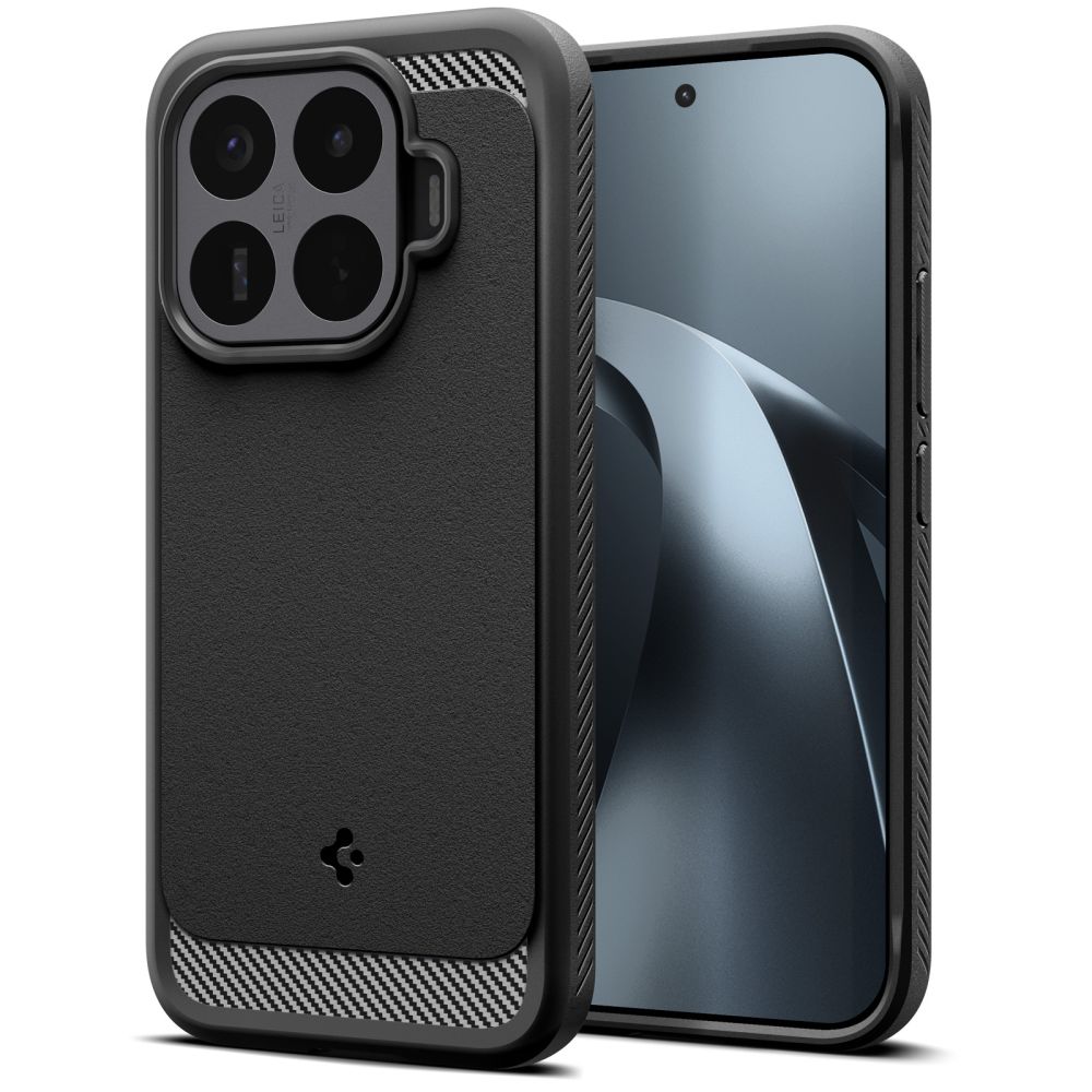 Juodas matinis dėklas Xiaomi 17T Pro "Spigen Rugged Armor" Juodas matinis dėklas Xiaomi 17T Pro