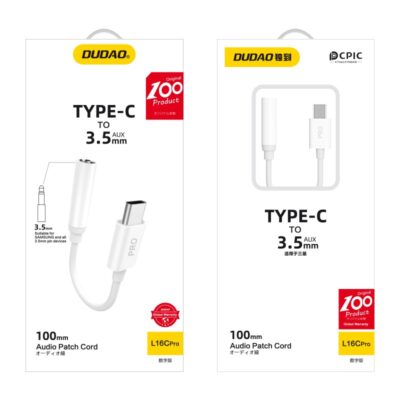 Baltas Audio adapteris Dudao L16CPro USB-C to 3.5mm – nuotrauka 2