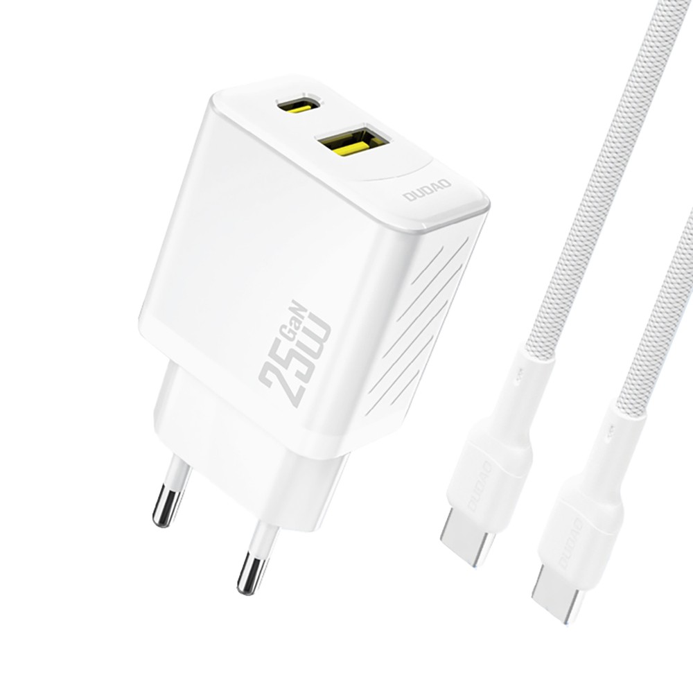baltas-ikroviklis-dudao-a26tc-gan-25w-usb-c-usb-a-usb-c-to-usb-c-cable-1-0m Baltas įkroviklis Dudao A26TC GaN 25W USB-C / USB-A + USB-C to USB-C cable 1.0m