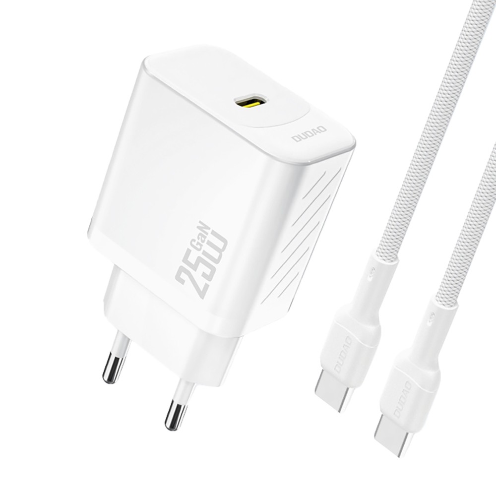 baltas-ikroviklis-dudao-a27c-gan-25w-usb-c-usb-c-to-usb-c-cable-1-0m Baltas įkroviklis Dudao A27C GaN 25W USB-C + USB-C to USB-C cable 1.0m