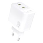 Baltas įkroviklis Dudao A28P GaN 45W 2xUSB-C