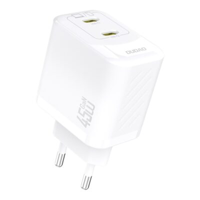 Baltas įkroviklis Dudao A28P GaN 45W 2xUSB-C