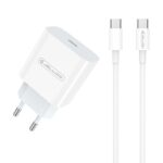 Baltas įkroviklis Jellico AK180 20W USB-C + USB-C to USB-C cable 1.0m