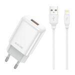 Baltas įkroviklis Jellico EU01 2.4A USB-A + USB-A to Lightning cable 1.0m