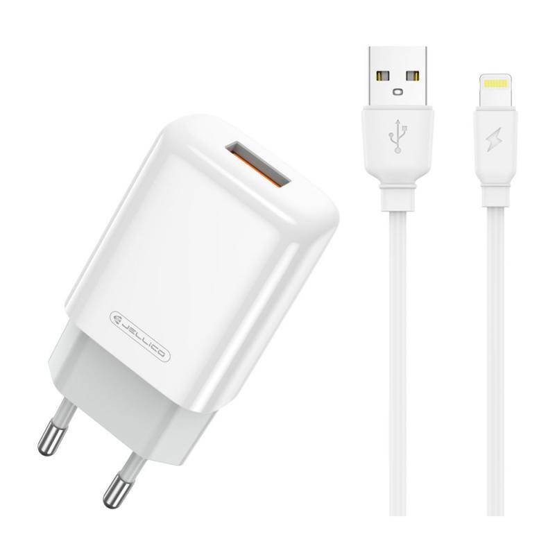 baltas-ikroviklis-jellico-eu01-2-4a-usb-a-usb-a-to-lightning-cable-1-0m Baltas įkroviklis Jellico EU01 2.4A USB-A + USB-A to Lightning cable 1.0m - Image 1