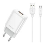 Baltas įkroviklis Jellico EU01 2.4A USB-A + USB-A to MicroUSB cable 1.0m