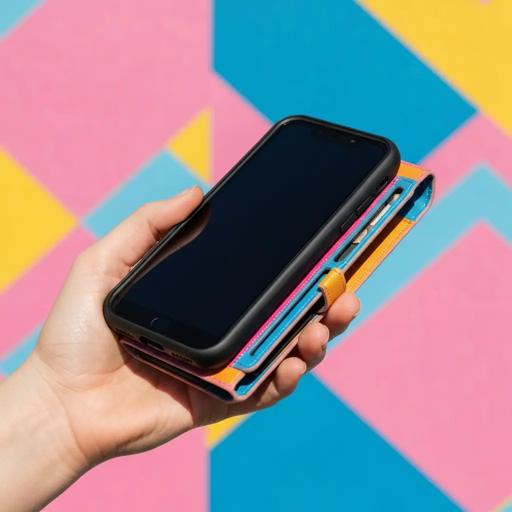 Praktiškas telefono dėklas su kortelių laikikliu ir stoveliu