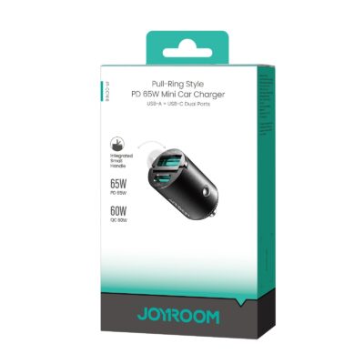 Juodas automobilinis įkroviklis Joyroom JR-CCN18 USB-C / USB-A 65W – nuotrauka 2