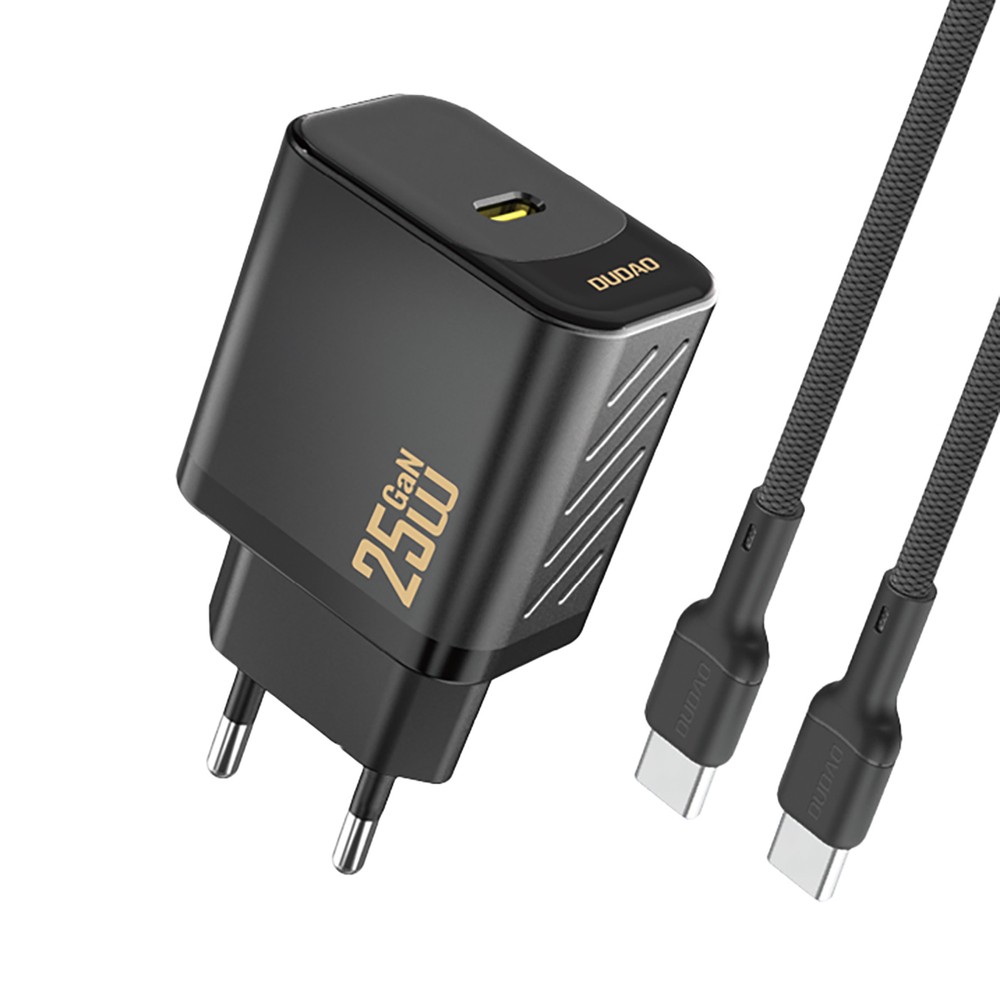 juodas-ikroviklis-dudao-a27c-gan-25w-usb-c-usb-c-to-usb-c-cable-1-0m Juodas įkroviklis Dudao A27C GaN 25W USB-C + USB-C to USB-C cable 1.0m