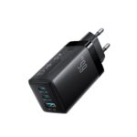 Juodas įkroviklis Joyroom JR-TG10 GaN 65W 2xUSB-C / USB-A + USB-C to USB-C 100W 1.2m cable