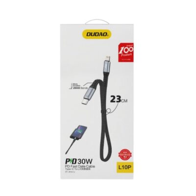 Juodas USB kabelis Dudao L10P USB-C to Lightning 20W 0.23m – nuotrauka 2