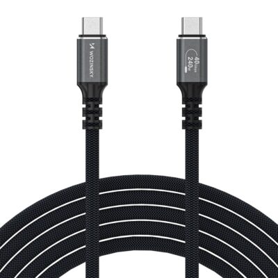 Juodas USB kabelis Wozinsky WPS-UY41S USB-C Thunderbolt 4 240W 1.0m