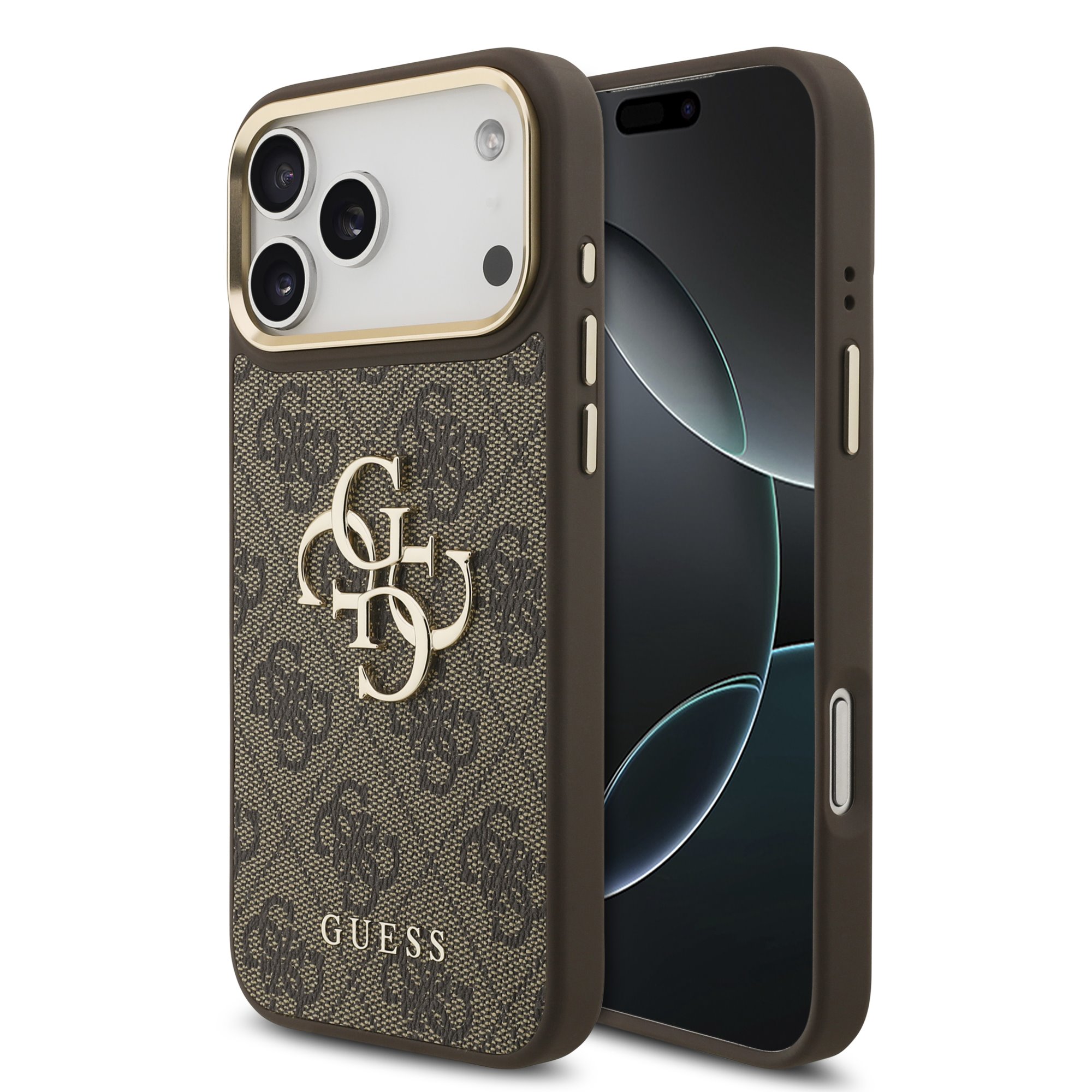Rudas dėklas telefonui Apple iPhone 18 Pro Max "Guess PU Leather 4G Metal Logo Gold Frame MagSafe" Rudas dėklas telefonui Apple iPhone 18 Pro Max "Guess PU Leather 4G Metal Logo Gold Frame MagSafe" - Image 1