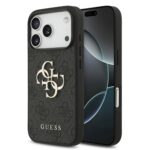 Pilkas originalus dėklas Guess PU 4G Metal Logo telefonui Apple Iphone 18 Pro