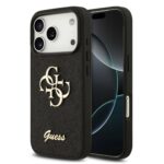 Juodas originalus dėklas Guess PU Fixed Glitter 4G Metal Logo telefonui Apple iPhone 18 Pro