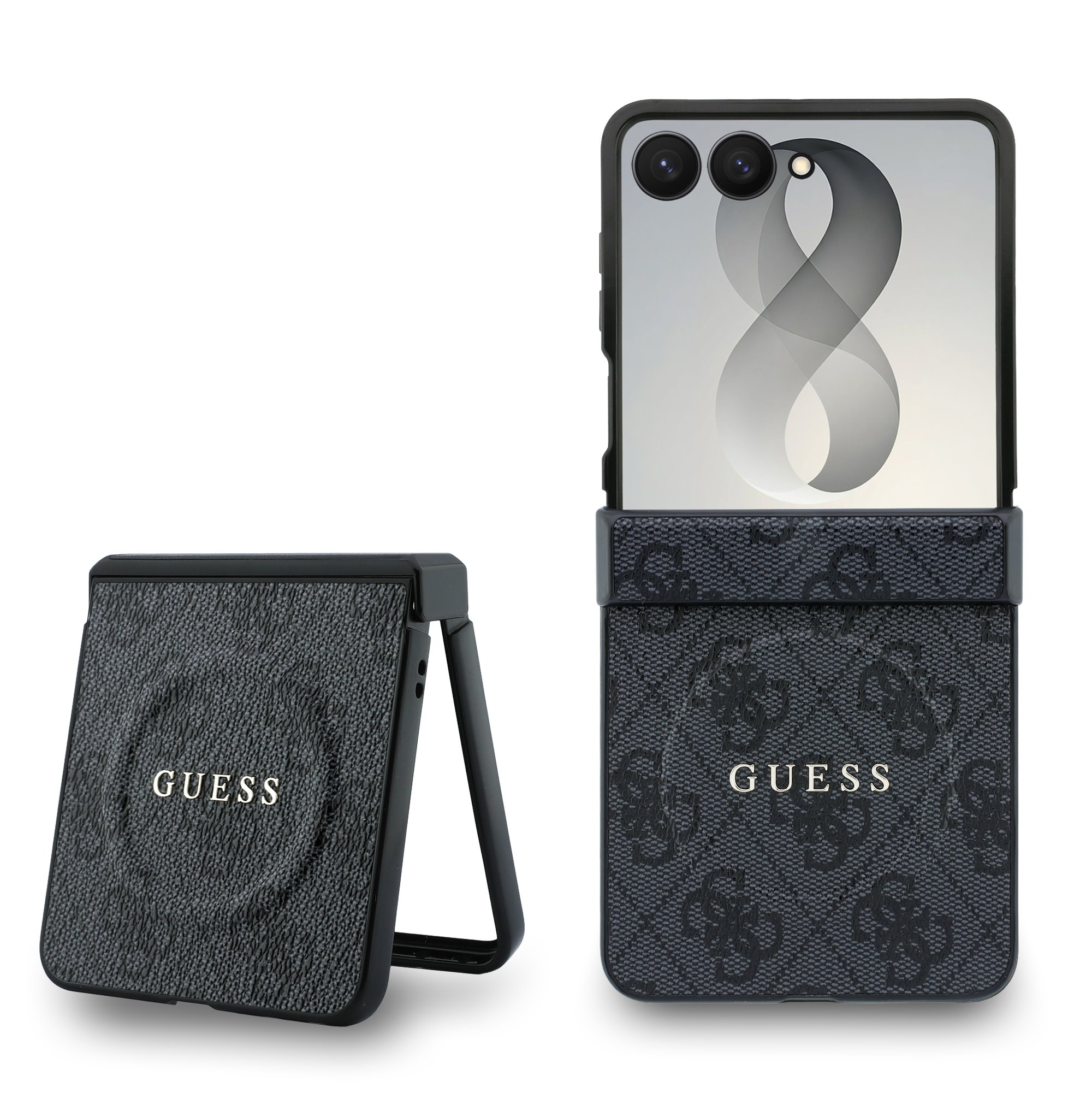 Juodas dėklas telefonui Samsung Galaxy Z Flip 8 "Guess PU Leather 4G Magnetic" Juodas dėklas telefonui Samsung Galaxy Z Flip 8 "Guess PU Leather 4G Magnetic" - Image 1
