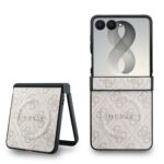 Rausvas dėklas telefonui Samsung Galaxy Z Flip 8 "Guess PU Leather 4G Magnetic"