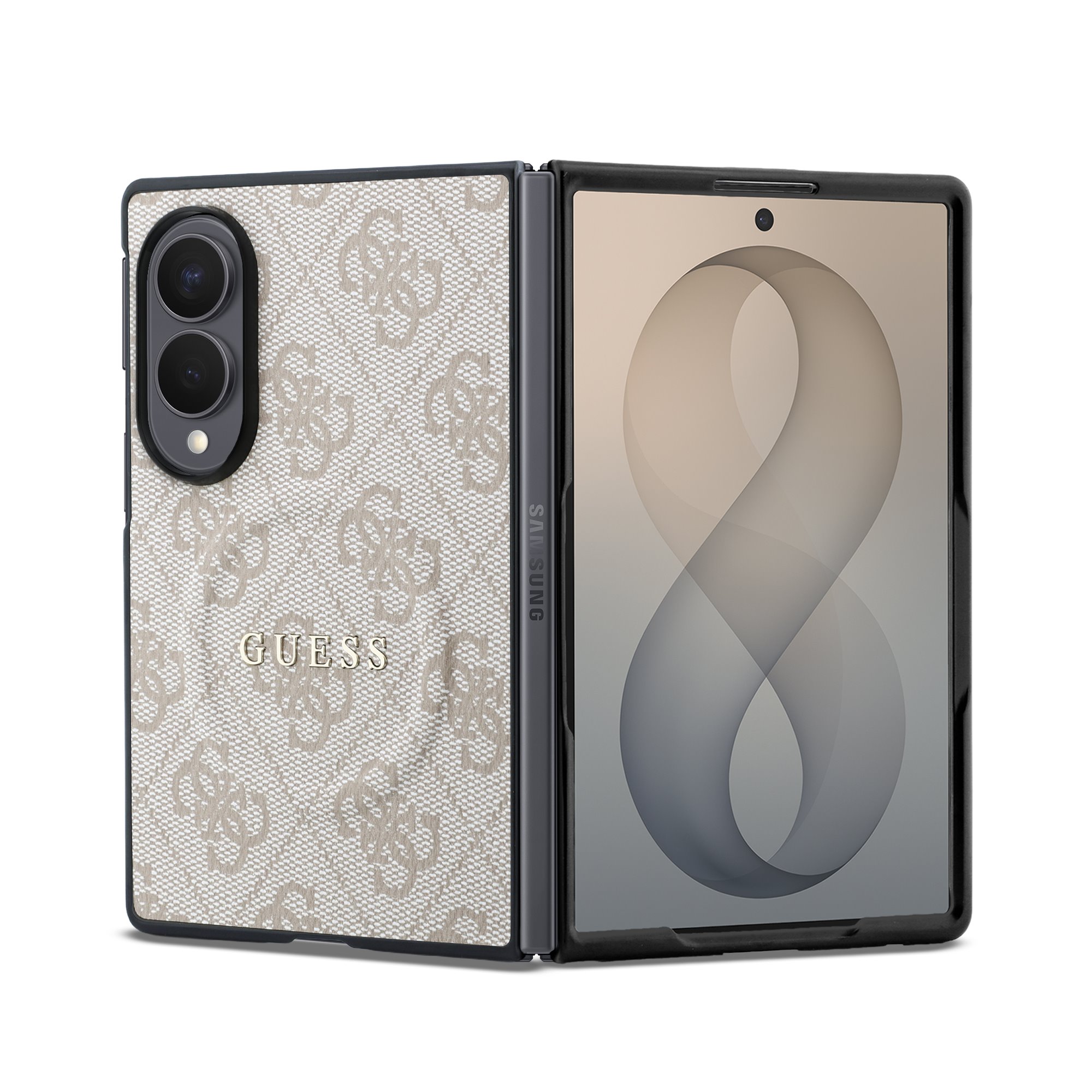 Rausvas dėklas telefonui Samsung Galaxy Z Fold 8 "Guess PU Leather 4G Magnetic" Rausvas dėklas telefonui Samsung Galaxy Z Fold 8 "Guess PU Leather 4G Magnetic" - Image 1