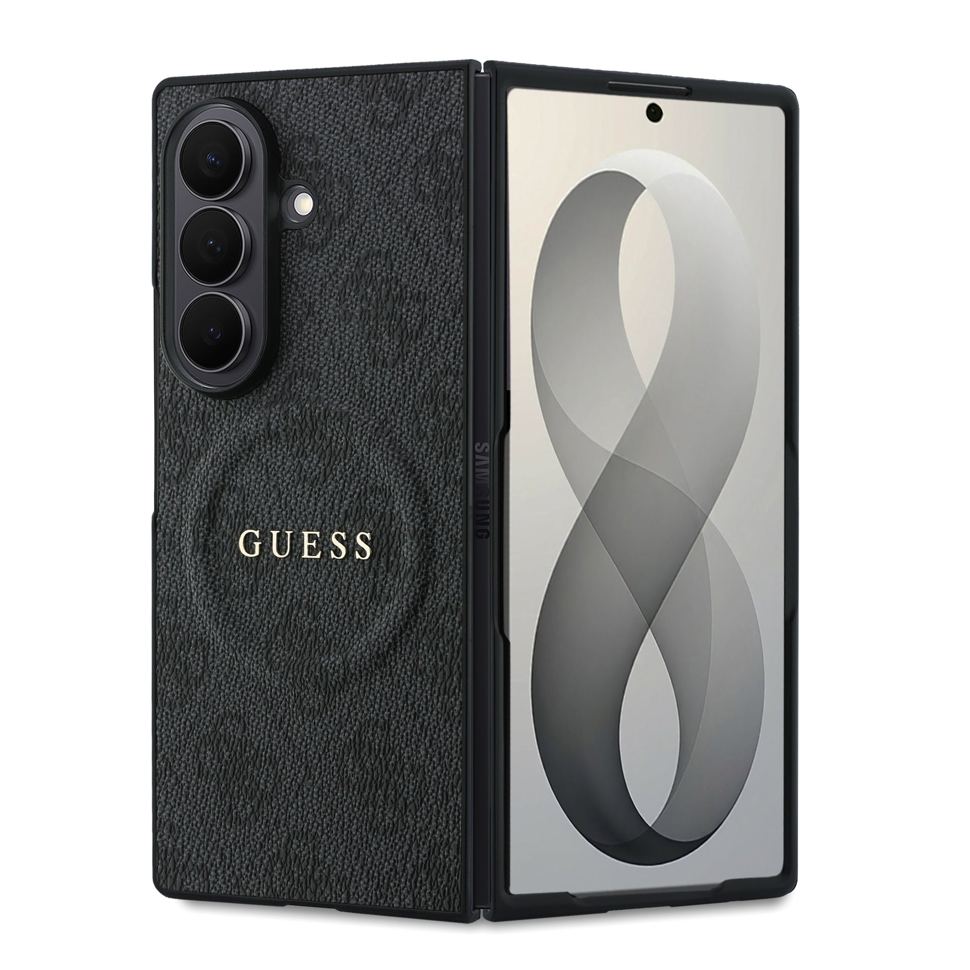 Juodas dėklas telefonui Samsung Galaxy Z Fold 8 Ultra "Guess PU Leather 4G Magnetic" Juodas dėklas telefonui Samsung Galaxy Z Fold 8 Ultra "Guess PU Leather 4G Magnetic" - Image 1