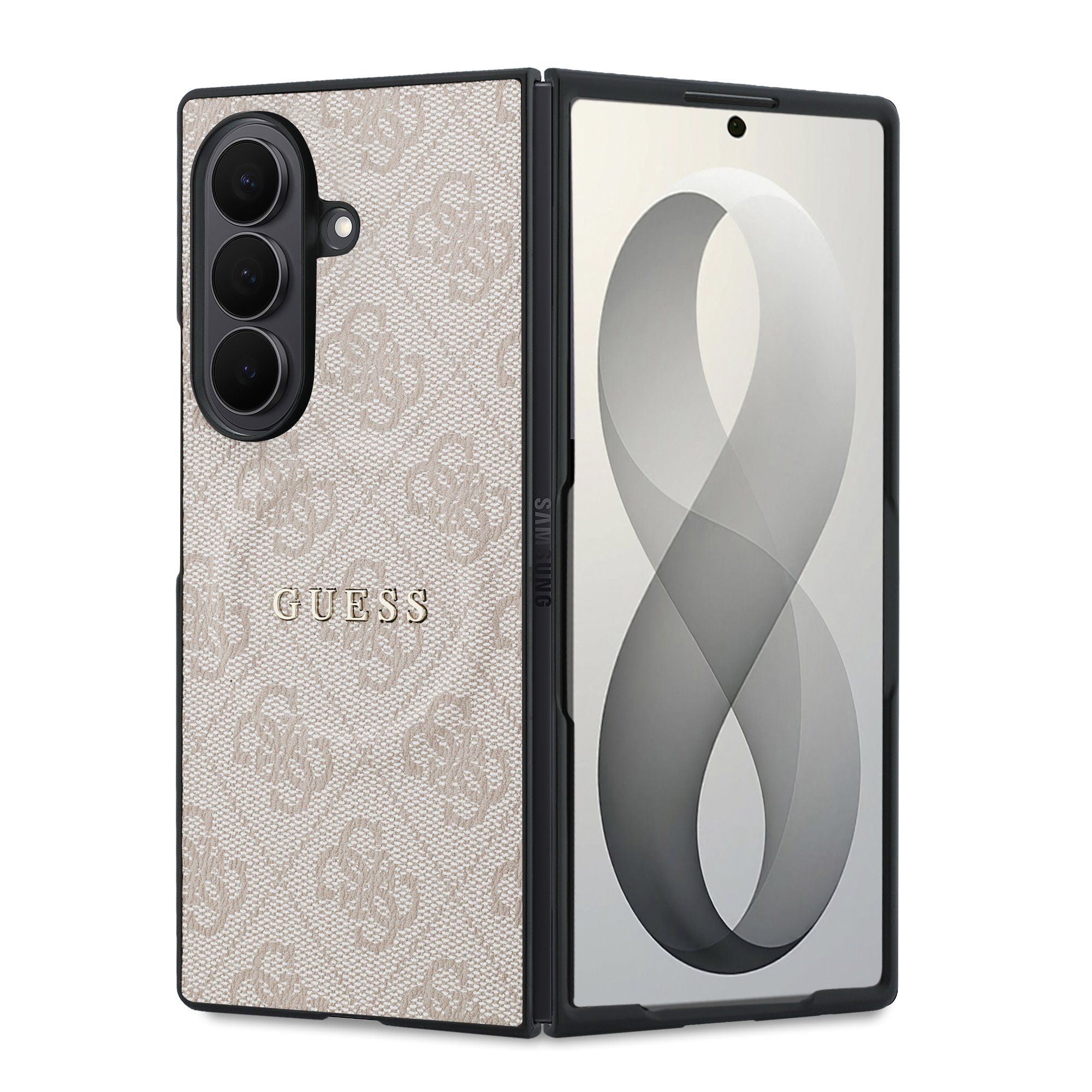 Rausvas dėklas telefonui Samsung Galaxy Z Fold 8 Ultra "Guess PU Leather 4G Magnetic" Rausvas dėklas telefonui Samsung Galaxy Z Fold 8 Ultra "Guess PU Leather 4G Magnetic" - Image 1