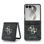 Pilkas originalus dėklas Guess PU 4G Metal Logo telefonui Samsung Galaxy Z Flip 8