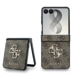 Rudas originalus dėklas Guess PU 4G Metal Logo telefonui Samsung Galaxy Z Flip 8